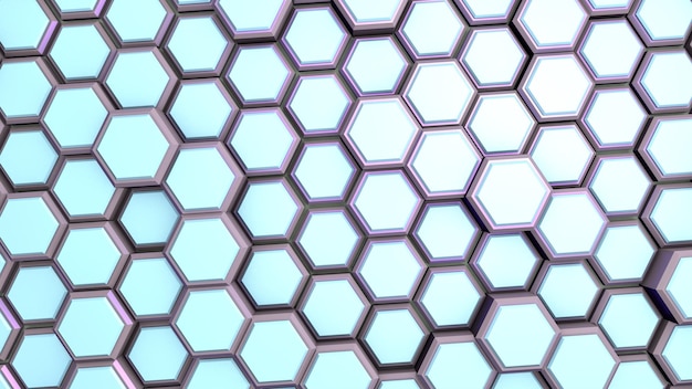 Background or screensaver of metallic hexagons Rendering an image