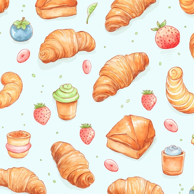 background seamless pattern with croissant