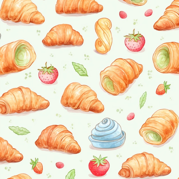 background seamless pattern with croissant