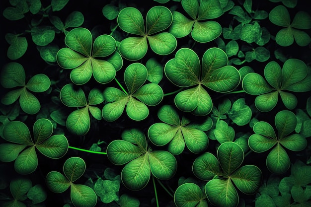 Background of shamrock clover leaves Symbol of celebration of St Patrick's Day