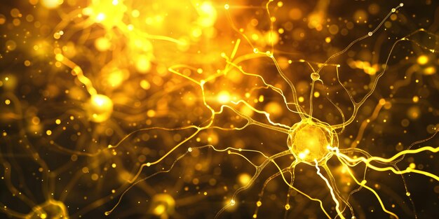 background simulating neural connections of the brain in golden tones concept of scientific research the development of artificial intelligence psychological research innovative teaching methods