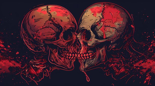 background skull kissing art illustration