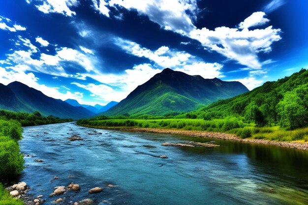 Photo background sky mount river