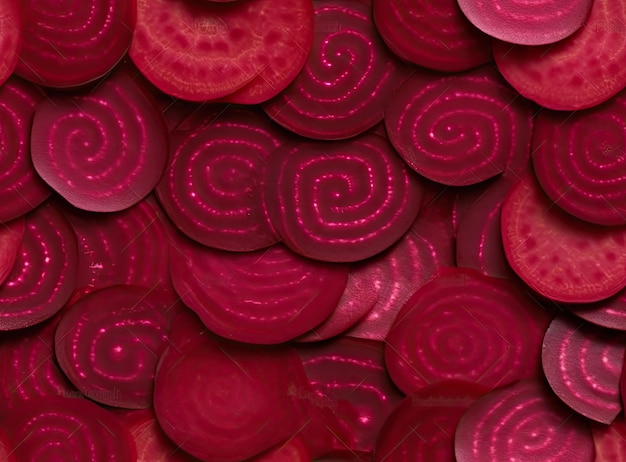 Background of slices of young beets close up