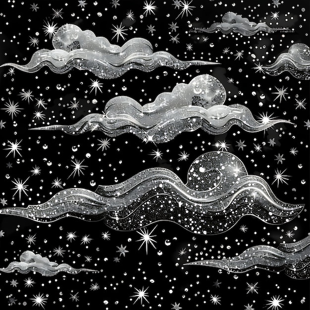 Фон сверкающих облаков из секвинской ткани Гламурный коллажный макет искусства