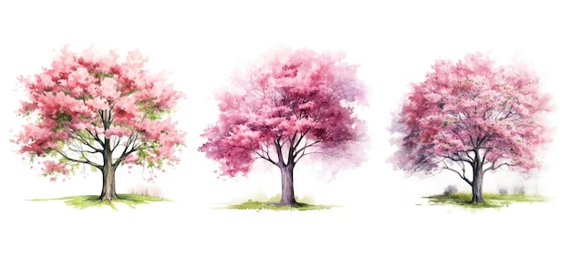 Background spring tree watercolor ai generated nature design summer green holiday season background spring tree watercolor illustration