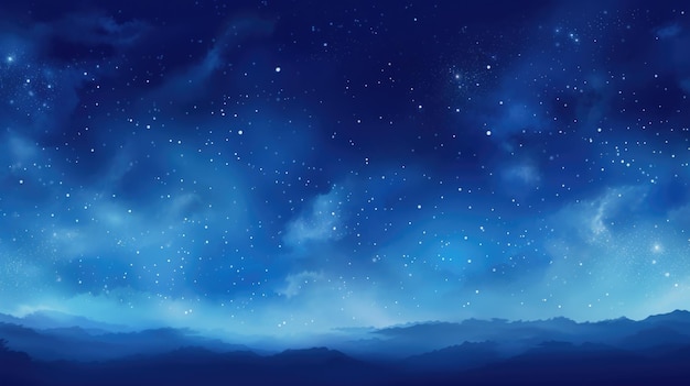 The background of the starry sky is in Blue color