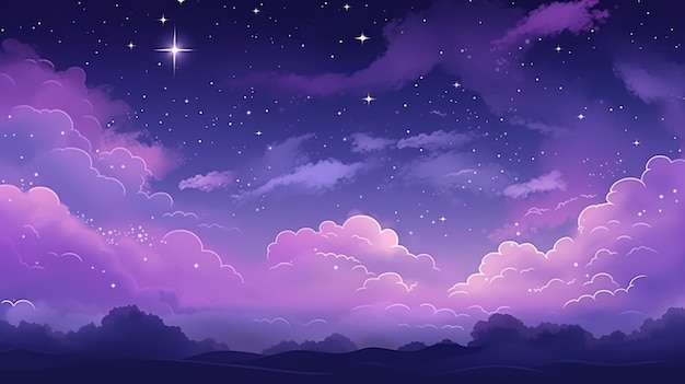 The background of the starry sky is in Violet color