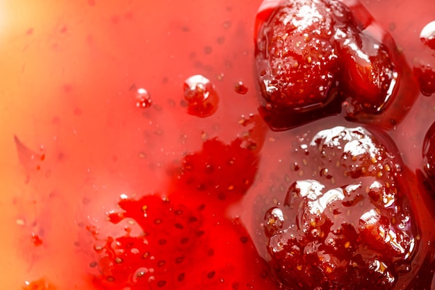 Background of strawberry jam closeup