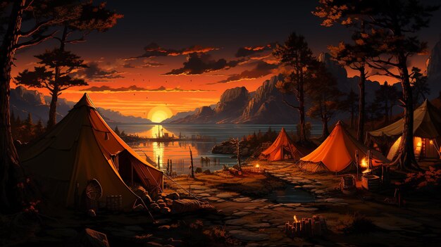 background of students camping