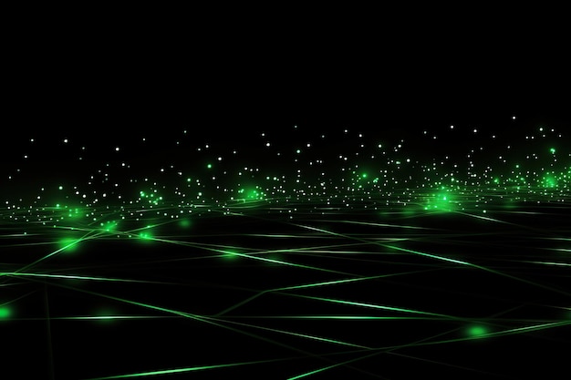 Background technology Gravitational field model glowing lines green neon lines futuristic style generative ai illustration