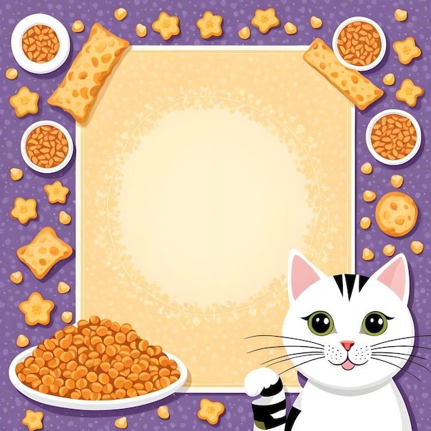 Background template design with cat food decoration