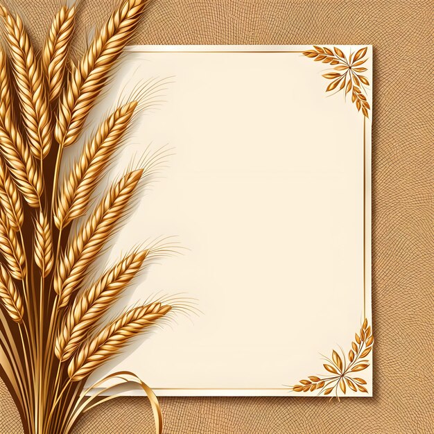 Background template design with wheat decoration