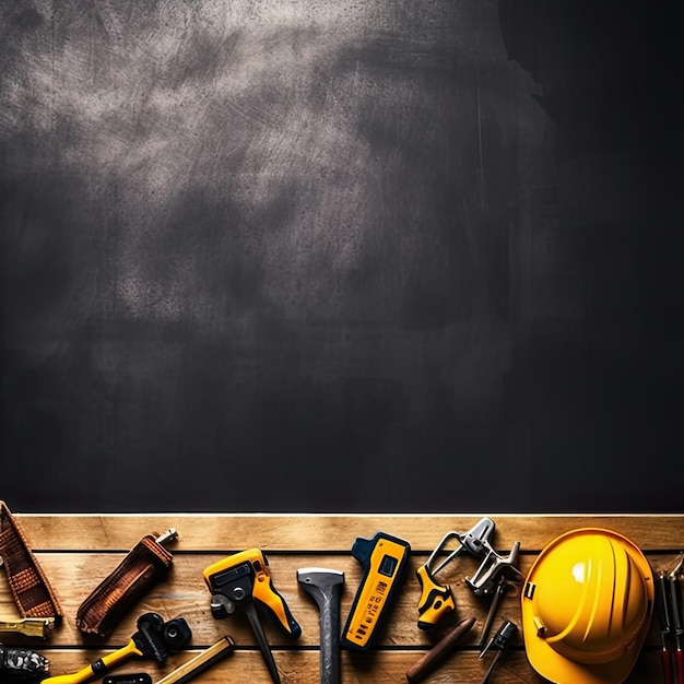 Background template with working tools on the table