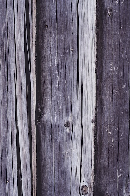 Background texture. Aged brown surface of log house, copy space. Vertical