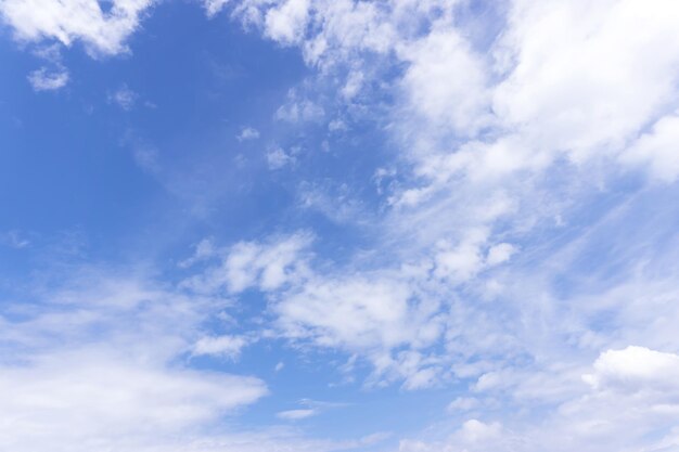 오후 여름에 햇빛이 비치는 밝은 푸른 하늘과 면 구름의 배경과 질감