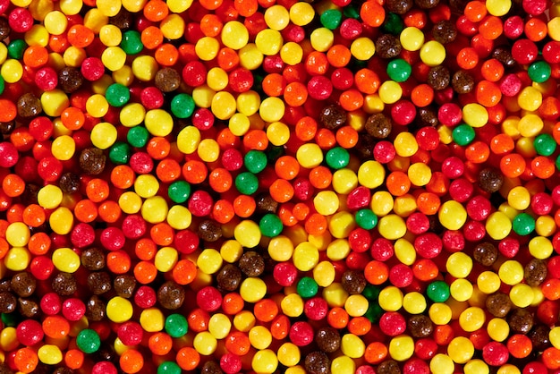 Background texture of bright colorful sweets close-up.