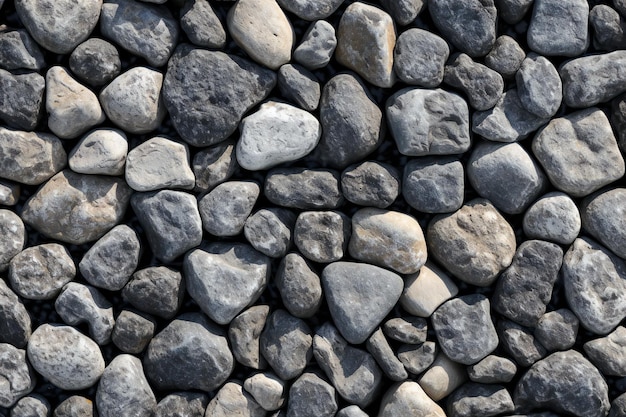 Background texture of gray pebbles on the ground close up