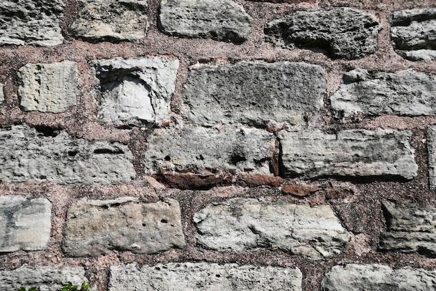 Background texture of natural stone Fragment of an old wall made of large stone blocks