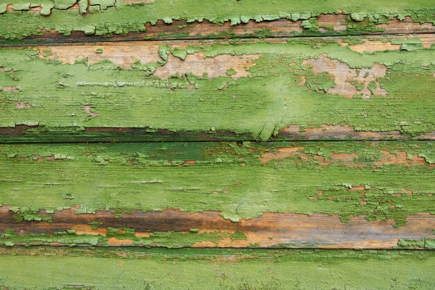 Background, texture. old horizontal planks with remnants of green paint