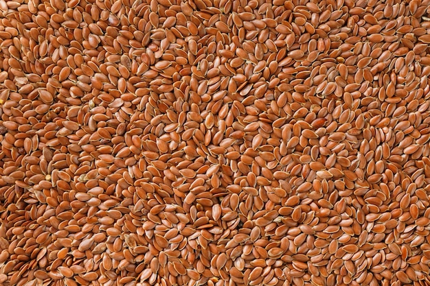 Background texture of seeds of dark brown flax.