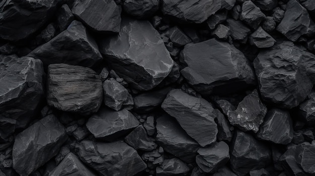 Background Texture Solid Black Basalt Rock Stones Rugged Natural Surface Generative AI