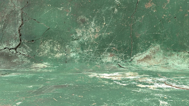 background texture studio scene of old painted concrete with cracked surface, green painted concrete