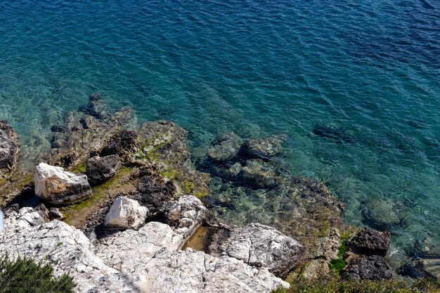 Foto sfondio tessura della superficie dell'acqua e delle scogliere