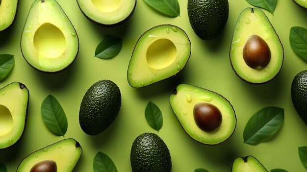 Foto testura di sfondo con un modello di avocado fresco ai generativa