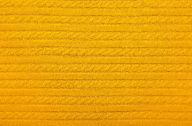 Background texture of yellow knitted wool fabric