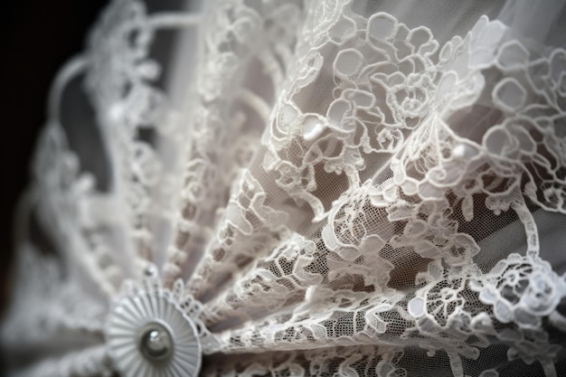 Foto sfondo dettaglio tessuto materiale modello di moda design in pizzo bianco tessuto tessile matrimonio in primo piano