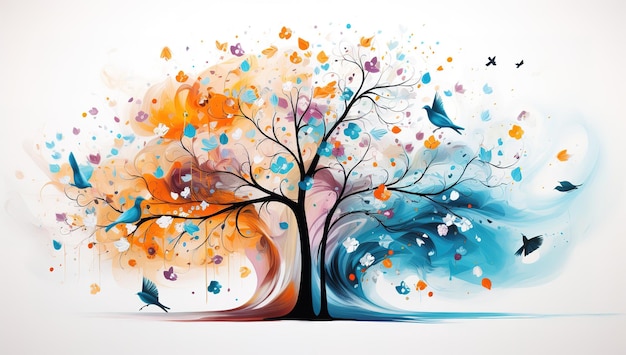 Background tree with colorful balls for digital print wallpaper custom design wallpaper