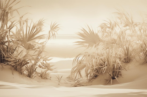 Background of tropical beach ethereal foliage
