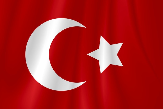background of turkey flag on slightly wavy fabric