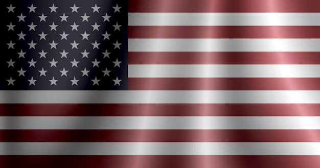 Background of united states of america flag on shiny wavy fabric in gloomy environment