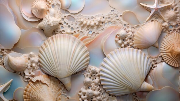 background of a variety of beautiful seashells