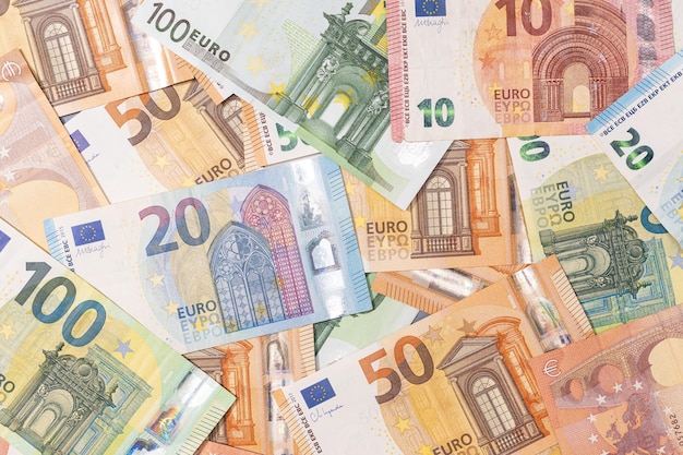 Background of a Variety Euro banknotes