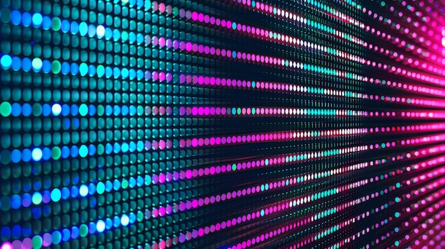 Foto lo sfondo del pannello video ha un modello di luce a punti con una griglia di pixel a colori lasciate che ci siano lampade a diode sul display moderna illustrazione realistica di un display lcd digitale con un diode