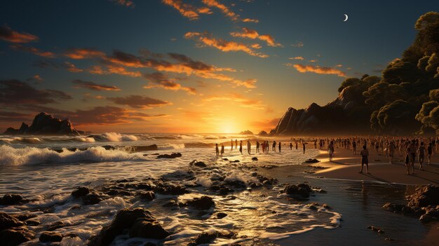 Background view of the beach and sea