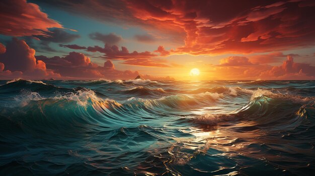 background view of sunset at sea