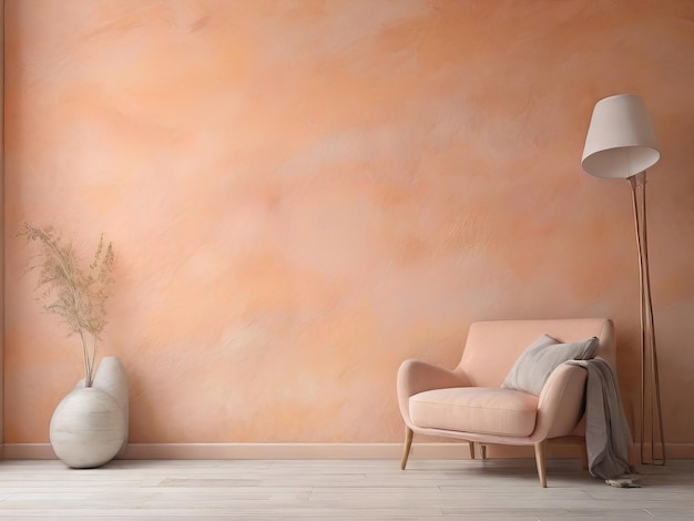 background wall texture with color Peach Fuzz plaster painted wall