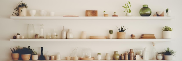 Background wall with shelves and plants