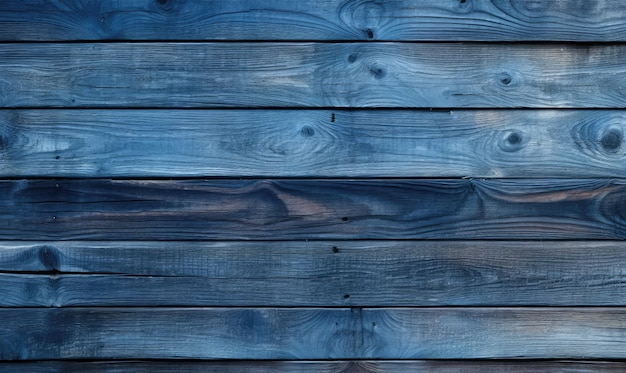 Background or wallpaper of blue color painted wooden boards