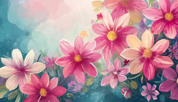background wallpaper colorful flowers top view fashionable art pink light colors