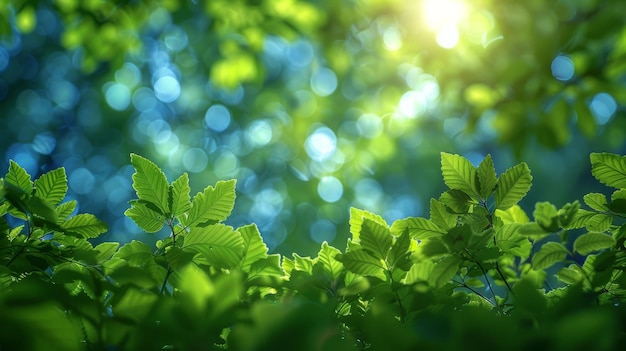 Background wallpaper for World Environment Day Abstract blurred nature of blue sky and white clouds in green with white clouds in the sky