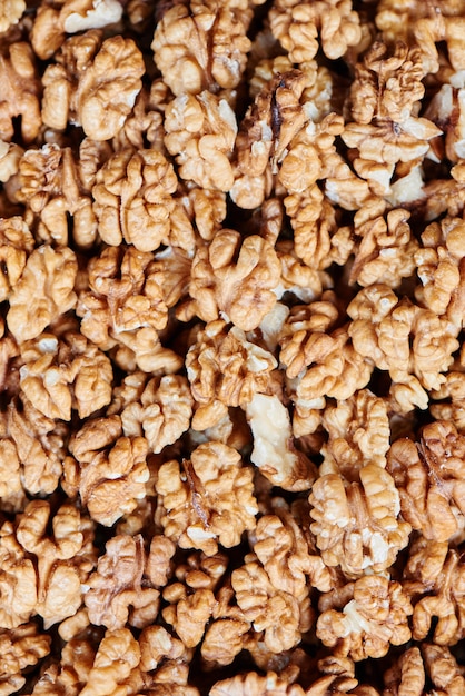 Background of walnuts closeup