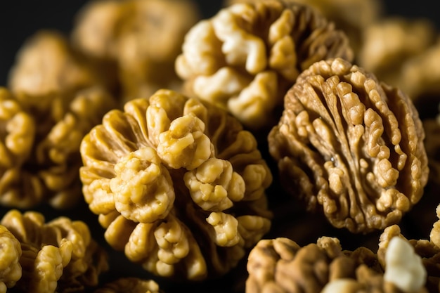A background of walnuts walnut kernels looking up healthful eating