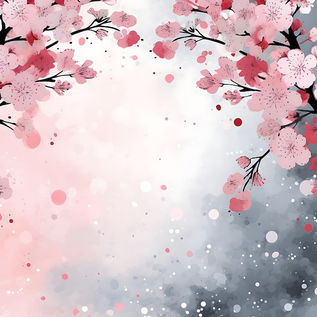 Background Watercolor of Baby Pink Surface With Gray Speckles and Whimsical Cherry Bl 2D Design