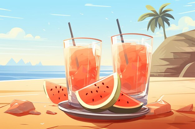 Background of watermelon and orange juice