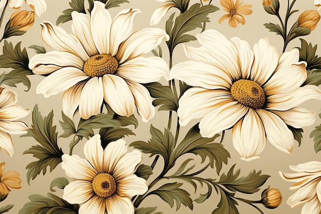 A background of white daisy and yellow flower common daisy